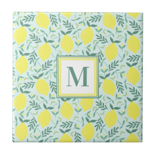 Carreau Monogramme botanique de citron en céramique motif
