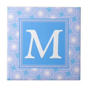 Carreau Monogramme Cercles bleu électrique motif