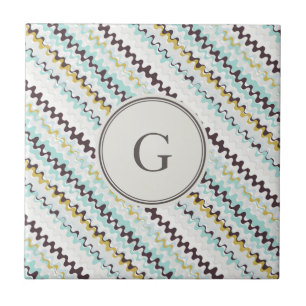 Carreau Monogramme coloré mignon de motif d'abrégé sur