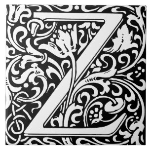 Carreau Monogramme de lettre Z d'alphabet floral