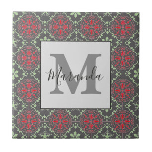 Carreau Monogramme d'hiver Gray Elegant Nordic Snowflake