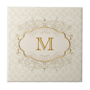 Carreau Monogramme en ivoire de perle et d'or