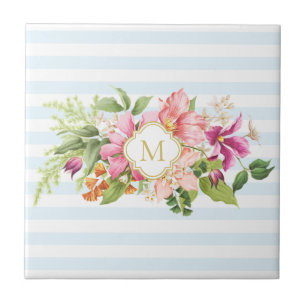 Carreau Monogramme Fleurs Vintages Pink Pastel Carrelage e