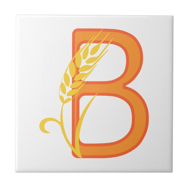 Carreau monogramme floral B lettre majuscule (Devant)