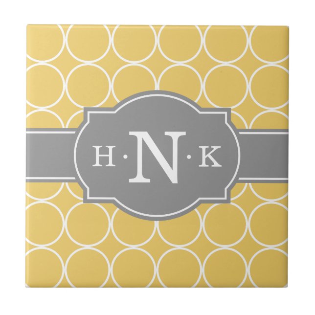 Carreau Monogramme gris Motif du cercle jaune fille (Devant)