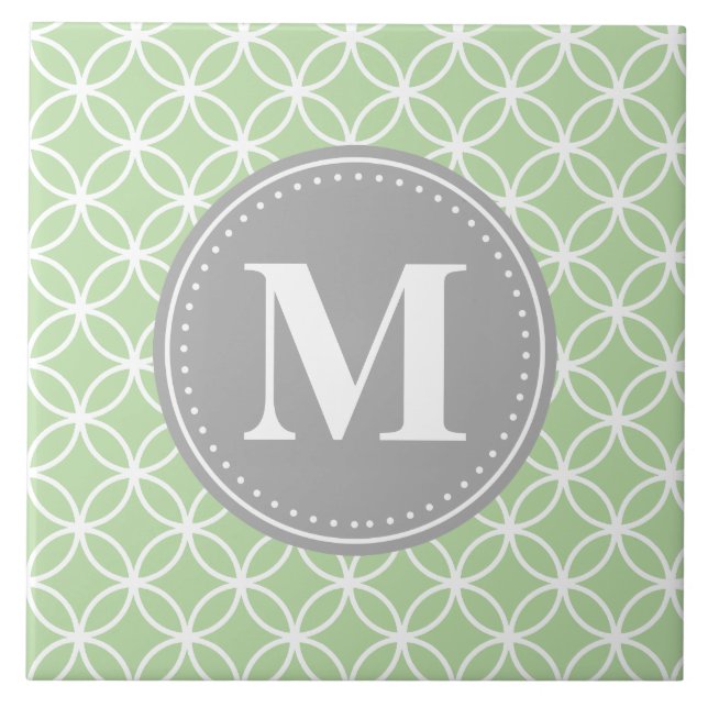 Carreau Monogramme gris vert à la menthe des cercles géomé (Devant)