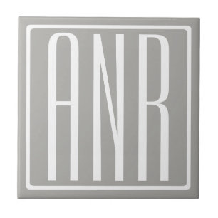 Carreau Monogramme initial Blanc sur gris clair