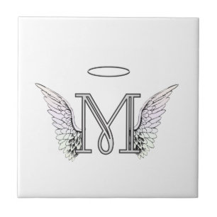 Carreau Monogramme initial de la lettre M avec des ailes