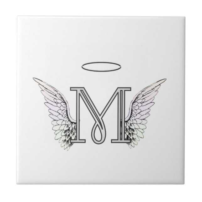 Carreau Monogramme initial de la lettre M avec des ailes (Devant)