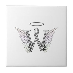 Carreau Monogramme initial de la lettre W avec des ailes