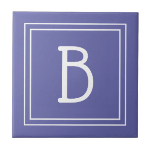 Carreau Monogramme Initiale Moderne Bleu Periwinkle