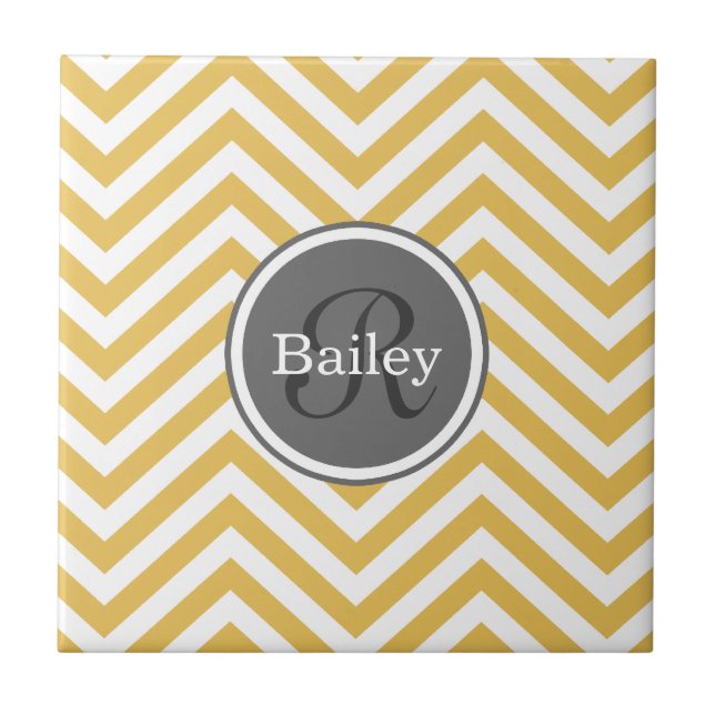 Carreau Monogramme jaune Chevron (Devant)