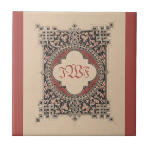 Carreau Monogramme médiéval Noeuds celtiques Art floral Vi