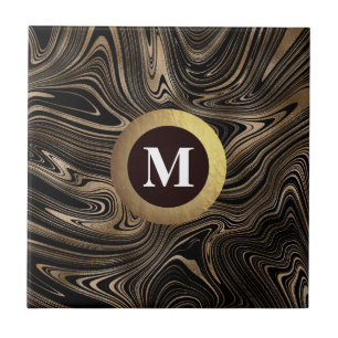Carreau Monogramme noir et or Marbre
