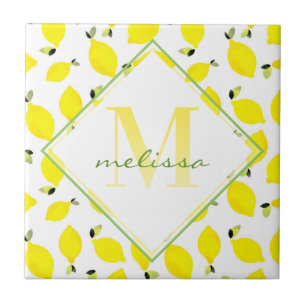 Carreau Monogramme ombre + citron jaune + vert + blanc