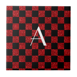 Carreau Monogramme parties scintillant rouge et noire à da