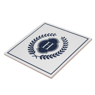 Carreau Monogramme personnalisé Crest de couronne bleue