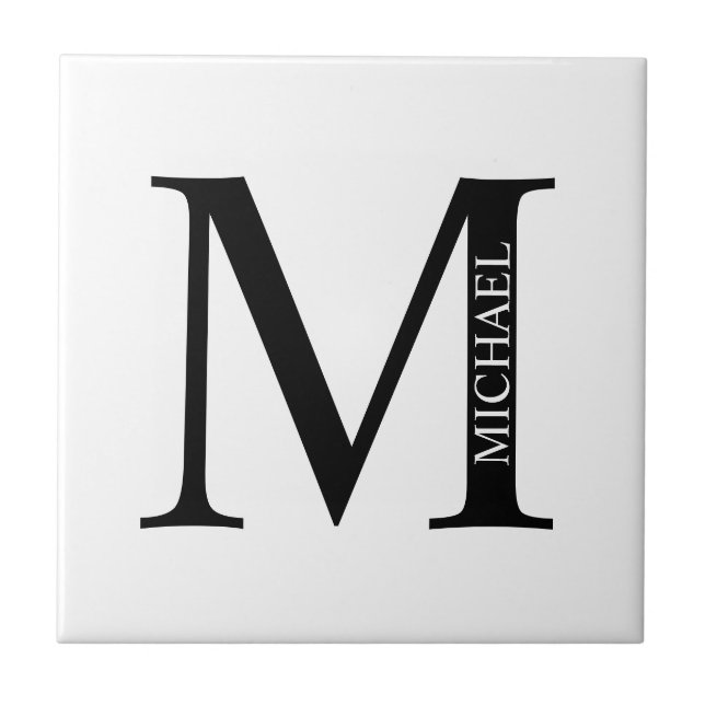 Carreau Monogramme personnalisé et vignette de nom (Devant)