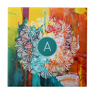 Carreau Monogramme Première peinture Abstraite dynamique M