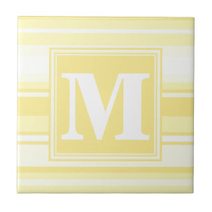 Carreau Monogramme rayures jaunes citron