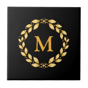 Carreau Monogramme romain Leaved d'or fleuri de guirlande