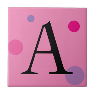 CARREAU MONOGRAMME ROSE POLKA TITRE POT