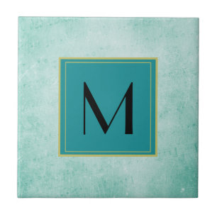 Carreau Monogramme sur texture de papier Vintage vert ment