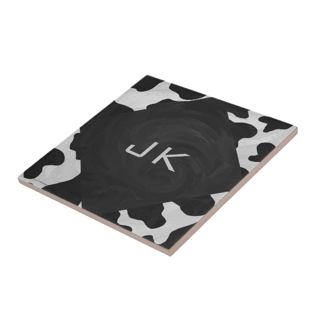 Carreau Monogramme vache noir et blanc (Côté)