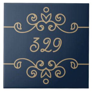 Carreau Monogramme vintage or et bleu marine Élégant