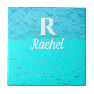 Carreau Monogrammes Initiales Turquoise bleu turquoise Pas