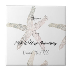 Carreau Monogrammes Starfish 25e anniversaire Mariage Pers