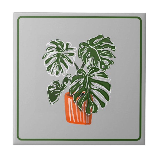 Carreau Monstera Feuille Plante céramique Titre Carrelage  (Devant)