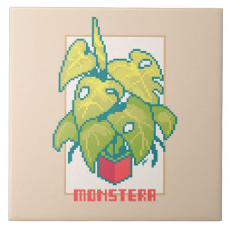 Carreau Monstera Pixelart 