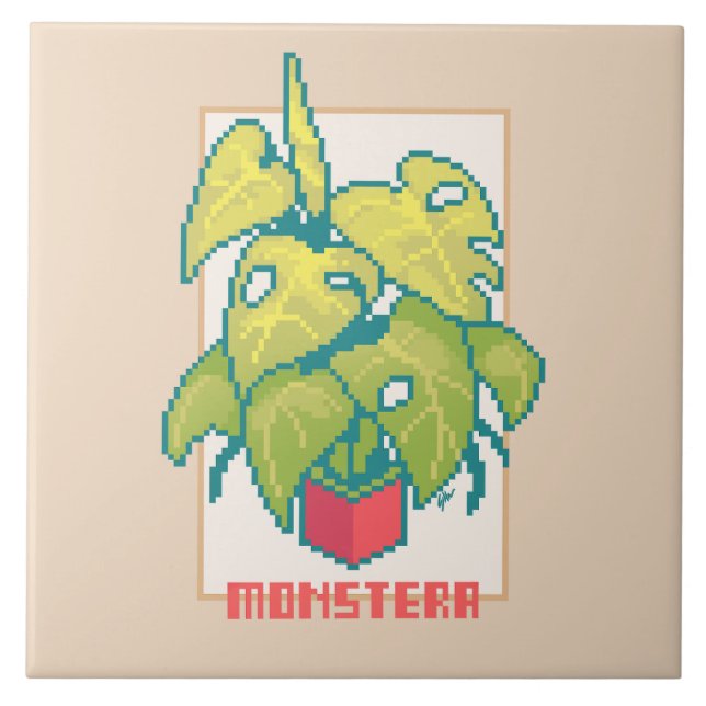 Carreau Monstera Pixelart  (Devant)