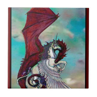 Carreau Monstre rouge de reptile de dragon de poney de