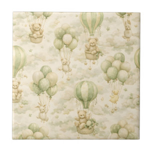 Carreau Montgolfière Ourson Vintage Motif Nuage