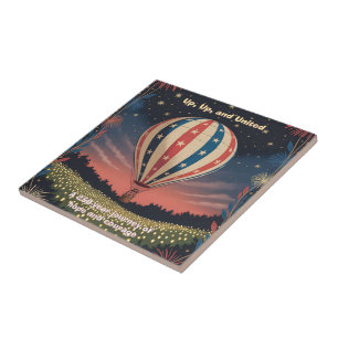 Carreau Montgolfière patriotique USA 1776–2026 Feux d'arti