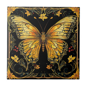 Carreau Montrer Art Déco Nouveau Papillon en céramique Car