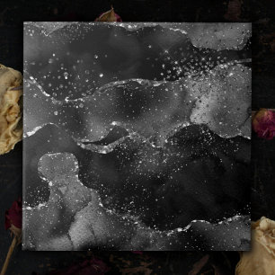 Carreau Moody Agate Onyx Black Silver Vampy Goth Parties