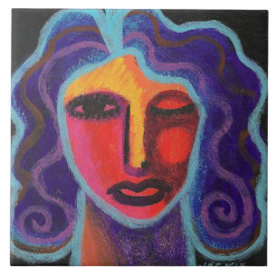 Carreau Moody Portrait Abstrait d'une femme