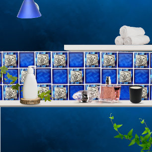 Carreau Moon Vintage d'argent mexicain et soleil sur la cé