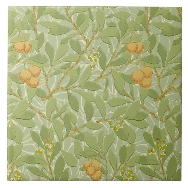 Carreau Morris 1913 Arbutus Design Arts & Crafts Tile (Devant)