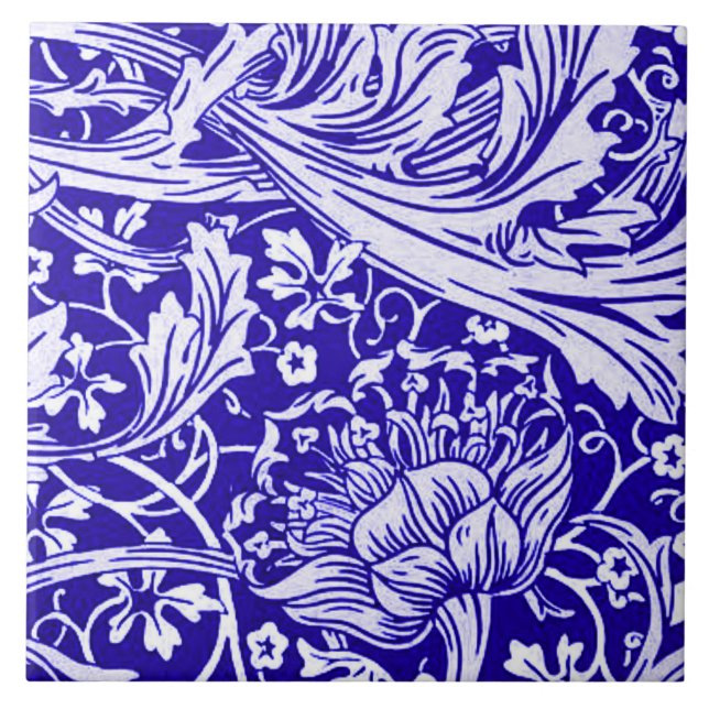 Carreau Morris - motif Arcadia en violet et blanc (Devant)