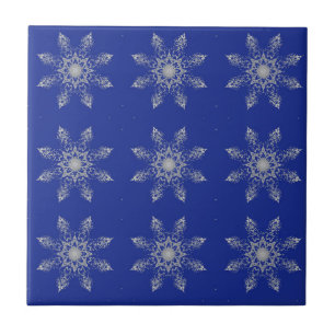 Carreau Mosaic argent étoiles indigo décoration géométriqu