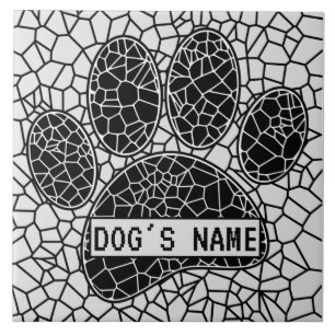 Carreau Mosaic Art Chien Empreinte de patte Nom personnali