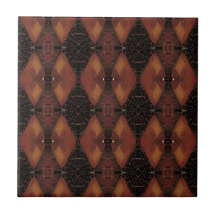 Carreau Mosaic design géométrique brun chaud chêne tonique