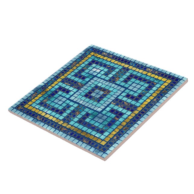 Carreau Mosaic Tile Greek Meander Key (Côté)