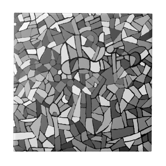 Carreau Mosaïque abstraite noire et blanche (Devant)