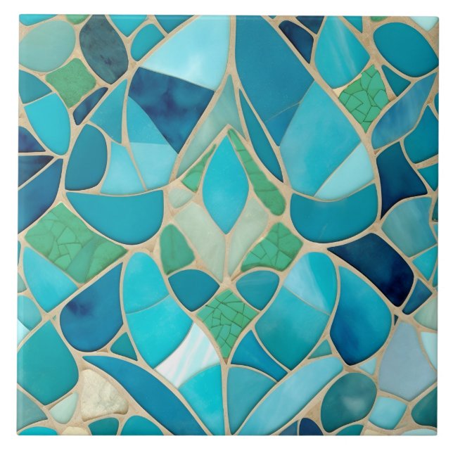 Carreau Mosaïque Abstraite turquoise de style Art déco (Devant)