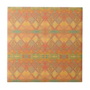 Carreau Mosaïque ambre orange jade vert design géométrique